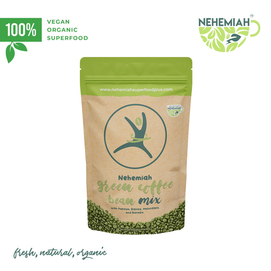 100% All Natural Green Coffee Bean Powder Mix na may Stevia Organic Non-GMO- 12 21g Sachet