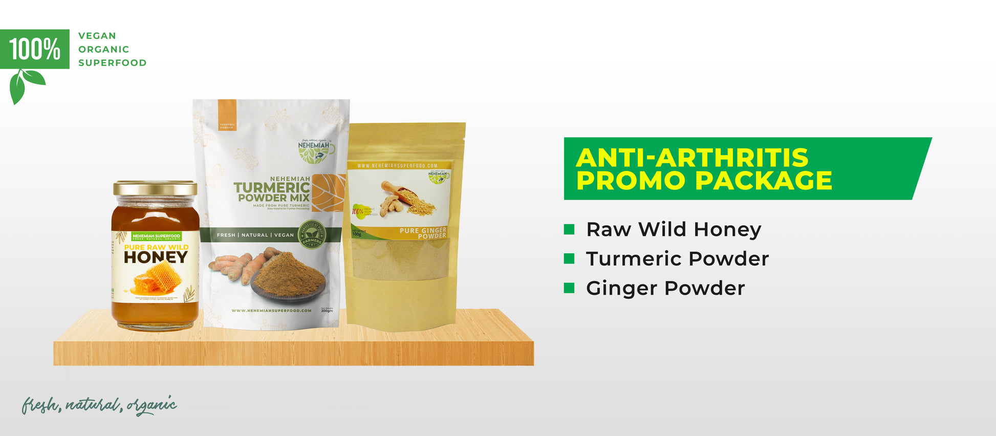 FOR ARTHRITIS PROMO PACK (Turmeric, Ginger, Wild Honey)