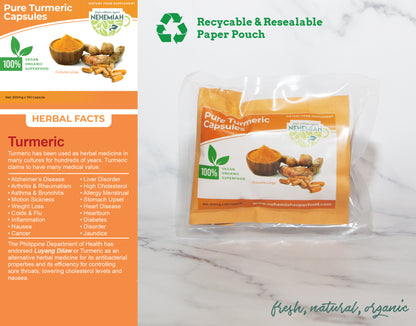 100% Pure Natural Turmeric CAPSULES - Organic Non-GMO 100's