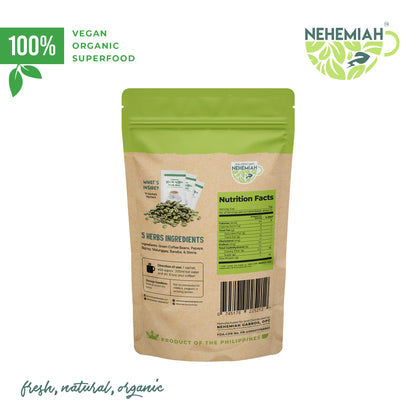 100% All Natural Green Coffee Bean Powder Mix na may Stevia Organic Non-GMO- 12 21g Sachet 